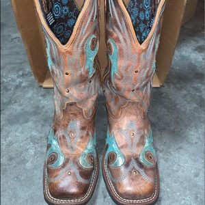 Laredo Teal Sparkly Cowboy Boots
